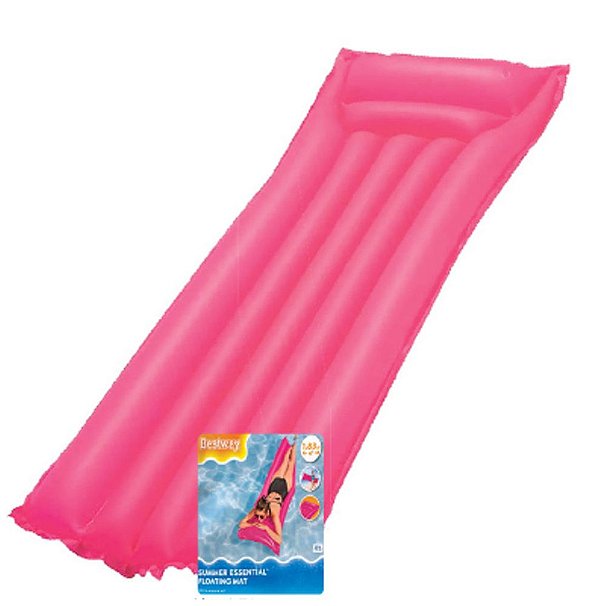 COLCHAO INFLÁVEL PISCINA LISO ROSA 183X69 CM