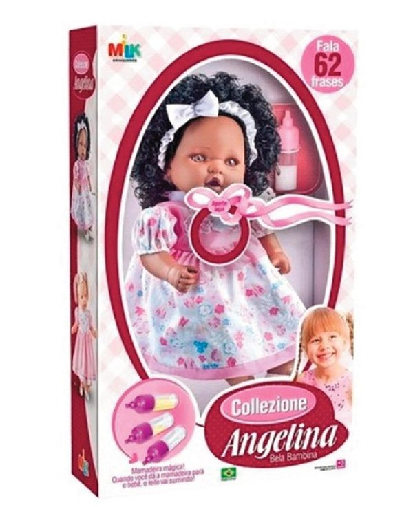 BONECA COLLEZIONE ANGELINA 62 FRASES NEGRA 48 CM