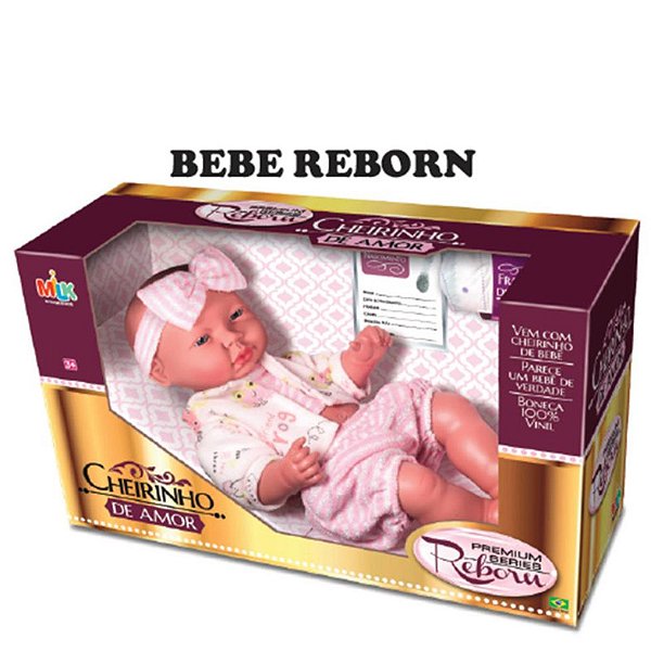 BONECA CHEIRINHO DE AMOR REBORN 42 CM - 100% VINIL
