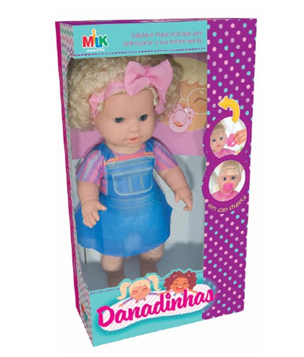 BONECA COLEÇÃO DANADINHAS CAB. CRESPO LOIRA 33 CM