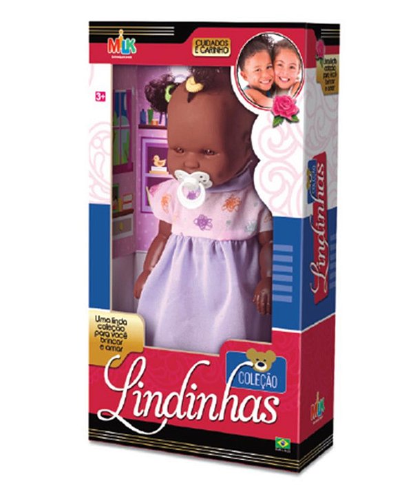 BONECA COLEÇÃO LINDINHAS NEGRA 33 CM