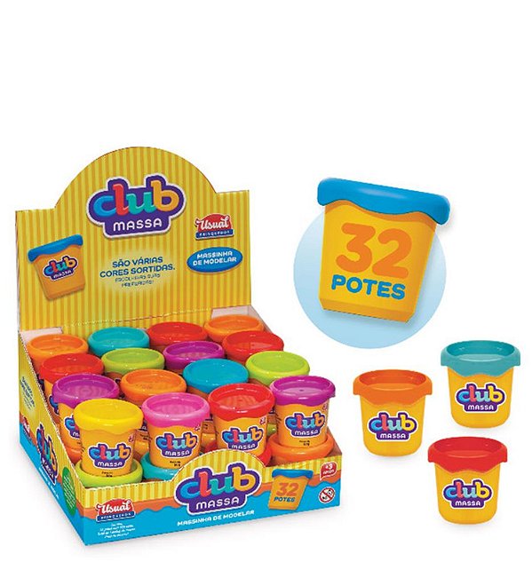 CLUB MASSA DISPLAY C/ 32 POTES ( 50 GR CADA ) - CAIXA C/ 32 PEÇAS