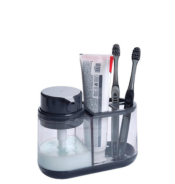 PORTA SAB. LIQUIDO E ESCOVAS 330ML BLEND CINZA