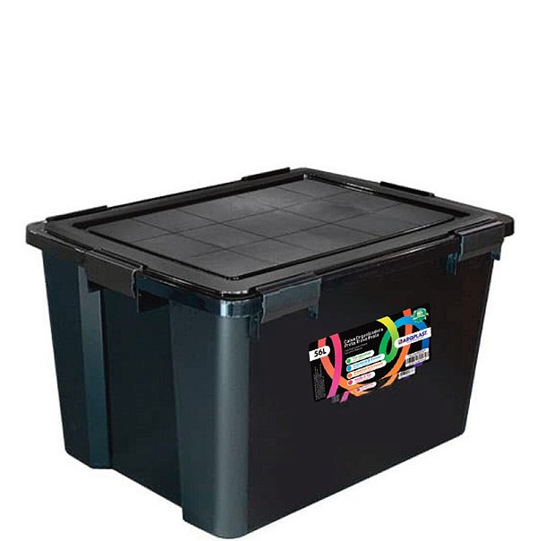 CONTAINER ORG 80L C/ 6 TRAVAS - 60 X 44,8 X 35,8 CM