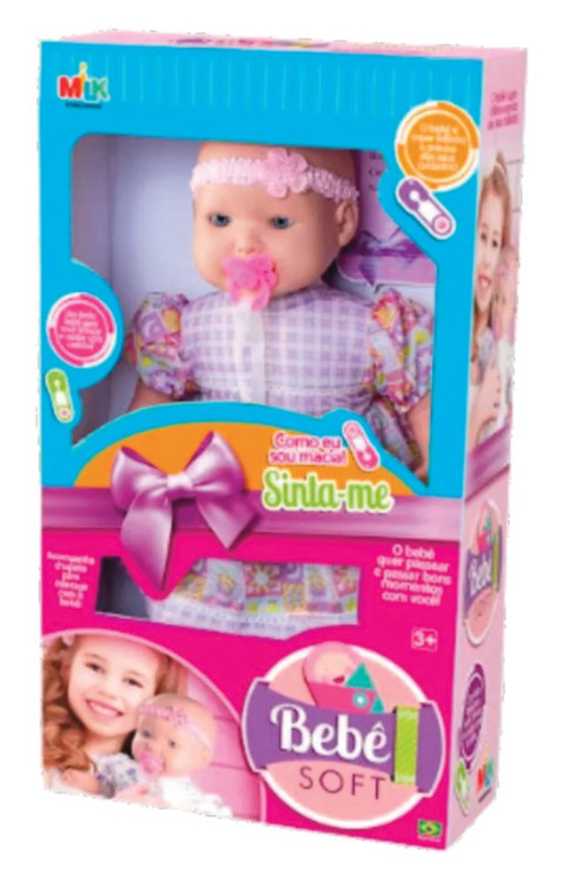 BONECA BEBE SOFT C/ CHUPETA 46 CM