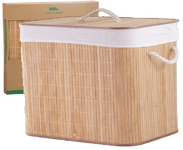 BAMBU - CESTO C/ TAMPA CLARA 40 X 30 X 50 CM