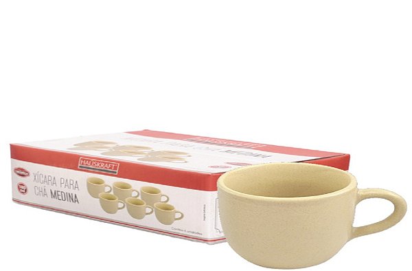 XICARA 180ML JG C/ 06 PCS CERÂMICA MEDINA AMARELA