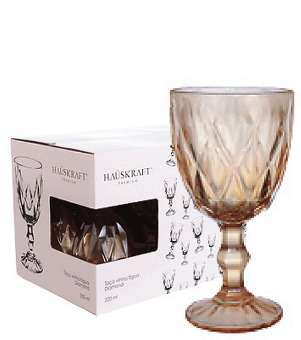 GLASS - TACA 320ML JG C/ 06 PCS DIAMOND ÂMBAR