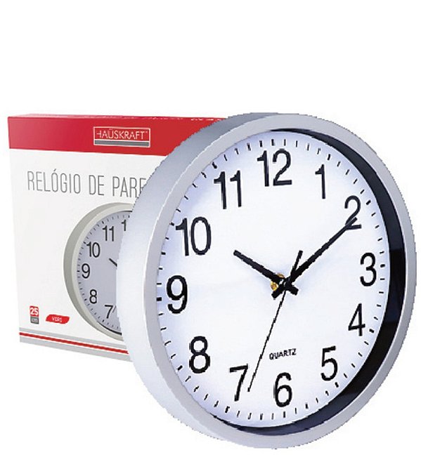 HAUSKRAFT - RELOGIO DE PAREDE CLASSIC PRATA Ø25 X 4 CM