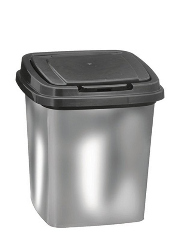 LIXEIRA 3,6L C/ TAMPA CLICK LABEL PRATA