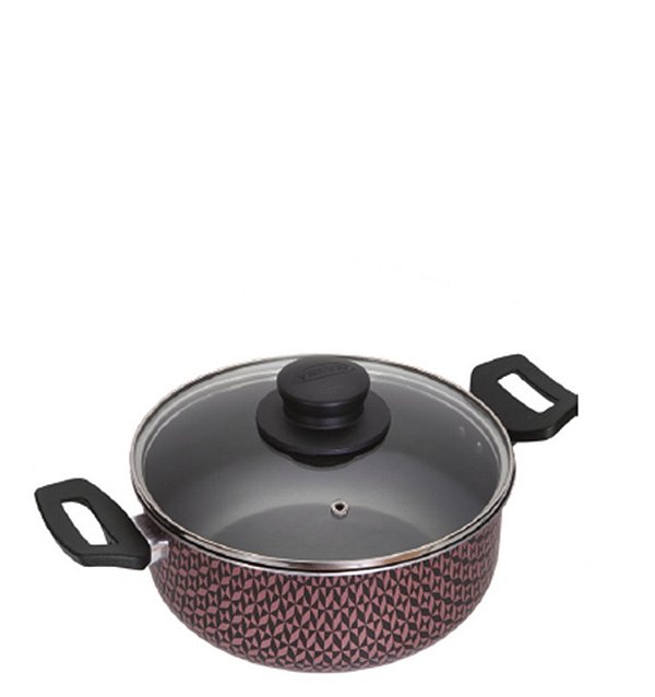 CAÇAROLA C/ TPA VIDRO Nº 22 GLAMOUR ROSE 2,7L