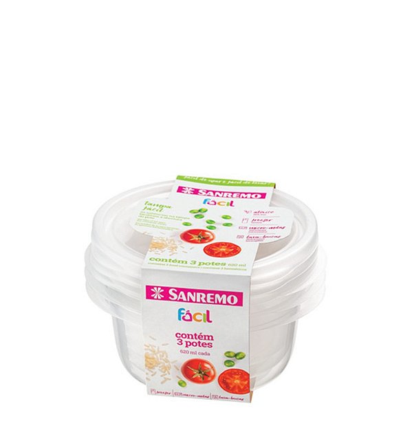 FACIL - CONJ C/ 03 POTES RED 620ML TRANSPARENTE