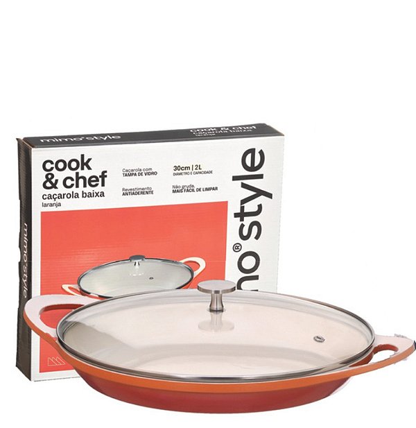 COOK & CHEF - CACAROLA BAIXA Ø30 X 5,5 CM LARANJA 2L