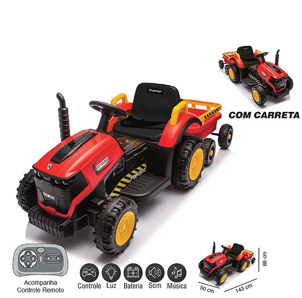 ZIPPY - MINI TRATOR ELETRICO 12V C/ RC VERMELHO COMPACT