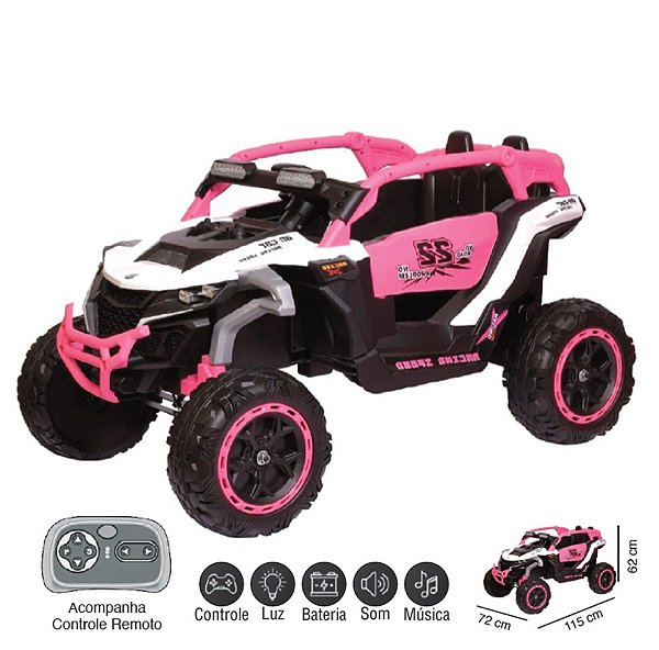 ZIPPY - MINI UTV ELETRICO 12V C/ RC ROSA