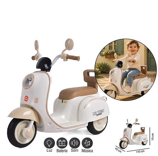 ZIPPY - MINI MOTO ELETRICO 6V SCOOTER BEGE
