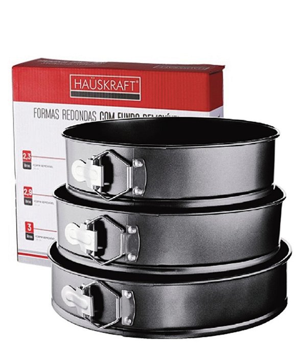 ANTIADERENTE - FORMA RED C/ FUNDO REMOVIVEL JG C/ 03 PCS - 24 / 26 / 28CM