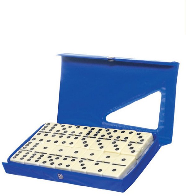 TOY - JOGO 28 PECAS DOMINO COM ESTOJO AZUL 7MM