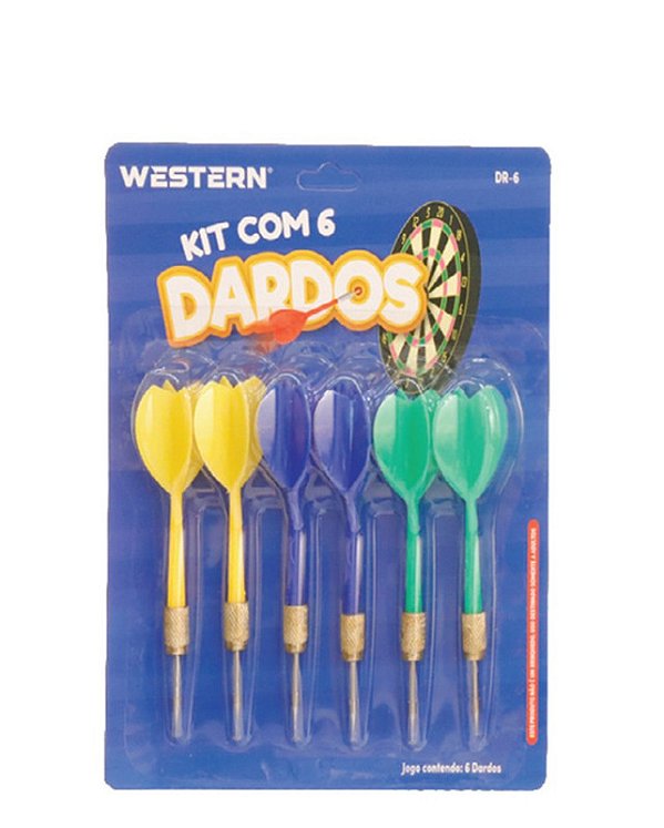 TOY - JOGO 6 DARDOS COM PONTA DE METAL