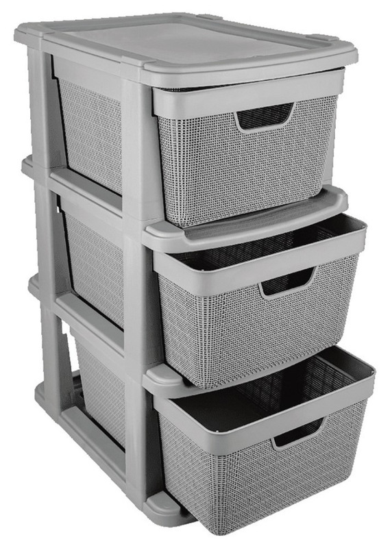 GAVETEIRO DE CHAO 3 GAVETAS 15L JUTA CINZA 59,2X42X30,5 CM