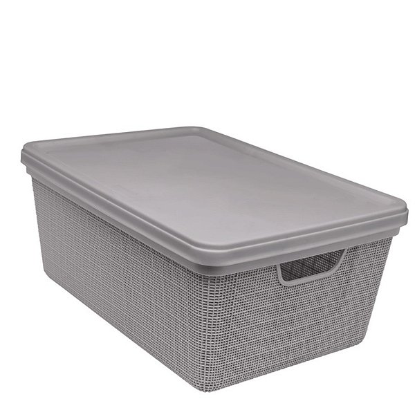 CAIXA JUTA 15L C/ TPA CINZA