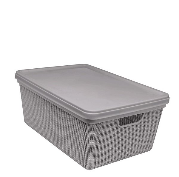 CAIXA JUTA 05L C/ TPA CINZA