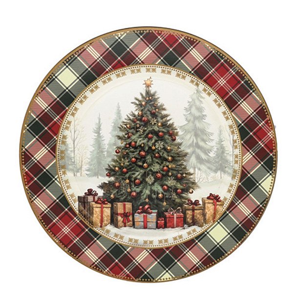 MESA - SOUSPLAT PLAST NATAL 33CM ARVORE BORDA XADREZ