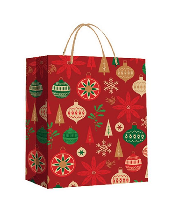 SACOLA PAPEL COLOR NATAL DEC 18 X 24 X 7CM SORT - CAIXA C/ 12 PEÇAS
