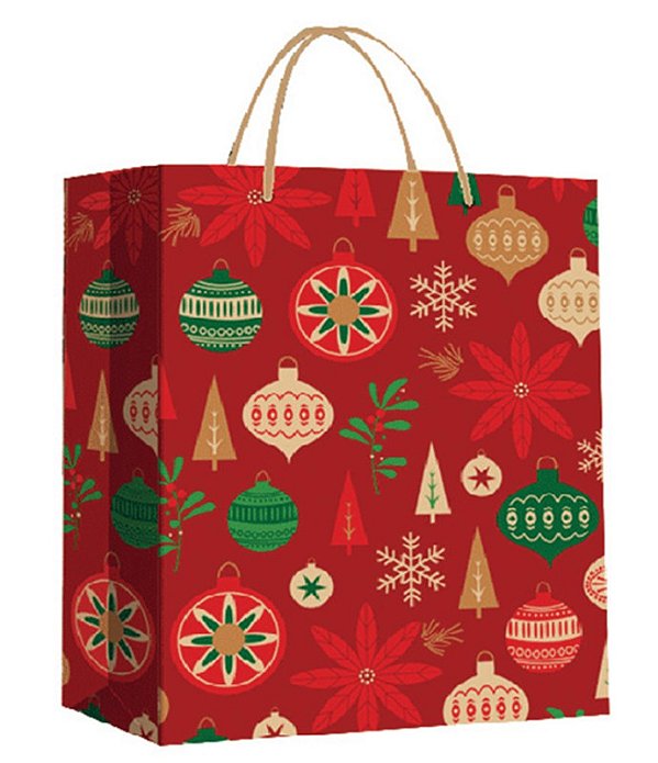 SACOLA PAPEL COLOR NATAL DEC 26 X 32 X 9CM SORT - CAIXA C/ 12 PEÇAS