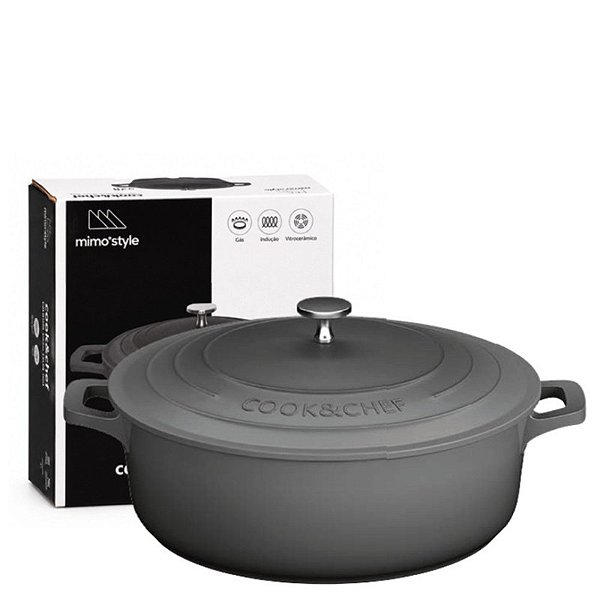 COOK & CHEF - CACAROLA BAIXA 28 CM CINZA 4,6L