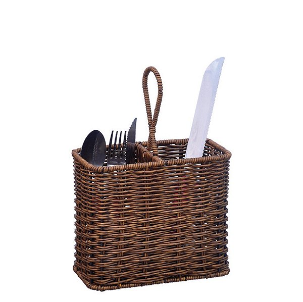 RATTAN RUSTIC - PORTA TALHER RETANGULAR 20 X 11 X 17/29 CM