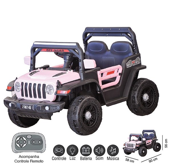 ZIPPY - MINI JEEP ELETRICO 12V ROSA C/ RC