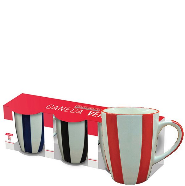 HAUSKRAFT - CANECA CONICA 300ML VERSO JG C/ 03 PCS
