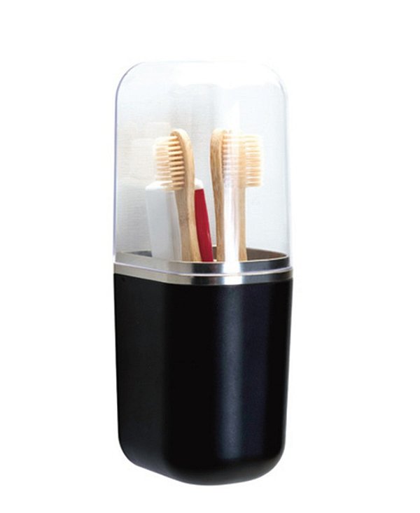 BLACK SUSPENSA 3M - PORTA ESCOVA E PASTA C/ TAMPA - 9 X 7 X 21 CM