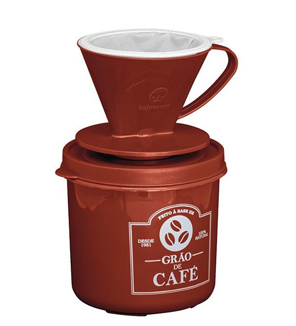 CJ P/ CAFE AROMA MARROM (FILTRO 100 + SUPORTE + POTE 1L)