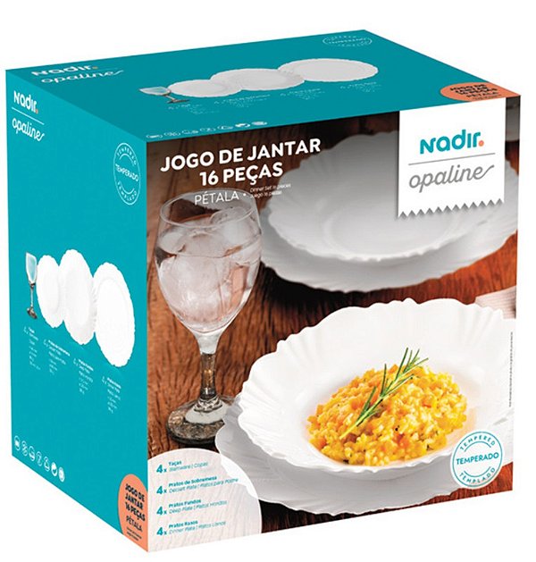 OPALINE PETALA APARELHO DE JANTAR 16PC C/ TACA WINDSOR 250 ML
