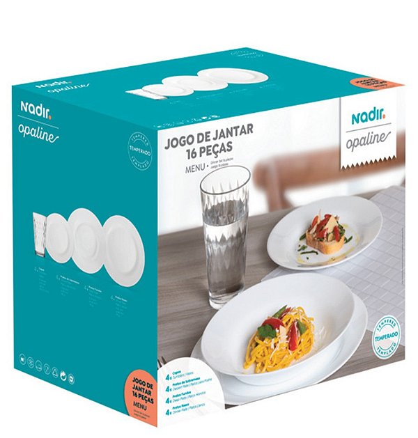 OPALINE MENU APARELHO DE JANTAR 16PC C/ COPO 350 ML