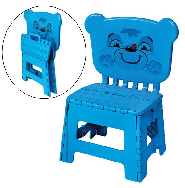 POLTRONA INFANTIL AZUL DOBRÁVEL C/ LABEL - 33,2 X 6 X 46,8 CM