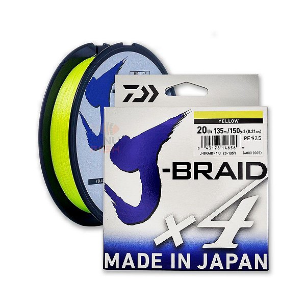 Linha Multifilamento 135m Daiwa J-Braid x4 Amarelo