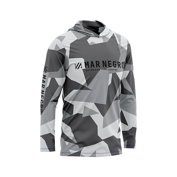 Camisa Pesca Mar Negro X-Protection Sublimada Uv50+ Geométrico