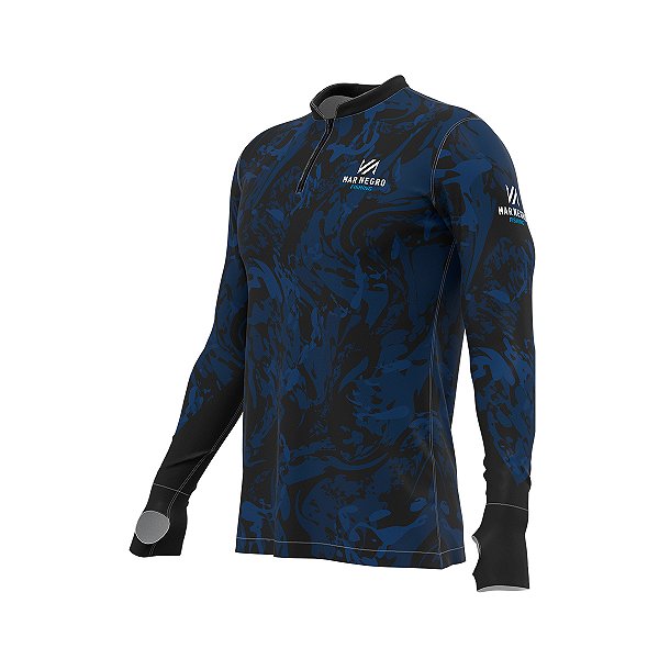 Camisa Pesca Mar Negro Premium Zíper Uv50 Clean Black