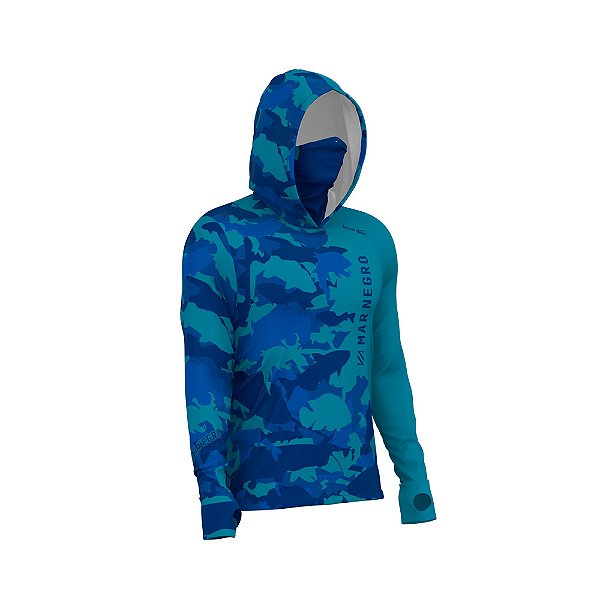Camisa Pesca Mar Negro X-Protect 360 Sublimada Blue Rio
