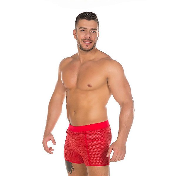 Cueca Boxer Arrastão - Vermelha - Pimenta Sexy