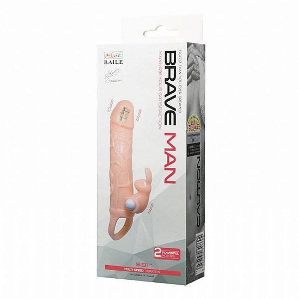 Capa Peniana Com Vibro e Anel Para Escroto - Brave Man