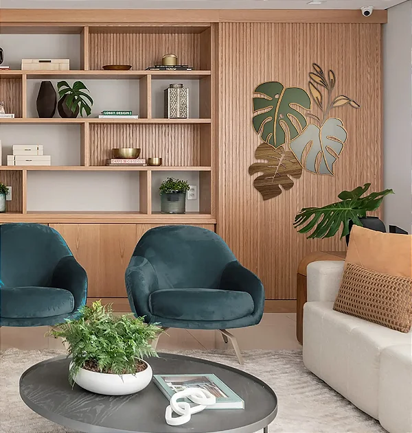 Quadro Escultura Folhas Tropicais em Madeira