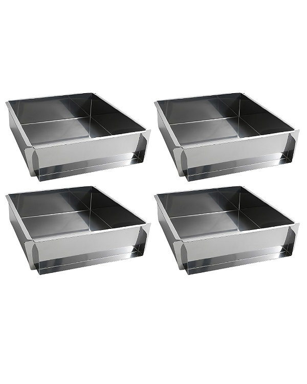KIT 4 FORMAS LATERAL REMOVÍVEL TIRAMISU SLICE CAKE BOLO DE FATIA GRANDE INOX 30X30X10 CM