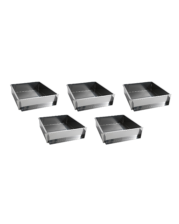 KIT 5 FORMAS LATERAL REMOVÍVEL TIRAMISU SLICE CAKE BOLO DE FATIA GRANDE INOX 30X30X10 CM
