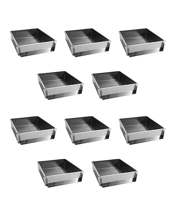 KIT 10 FORMAS LATERAL REMOVÍVEL TIRAMISU SLICE CAKE BOLO DE FATIA GRANDE INOX 30X30X10 CM