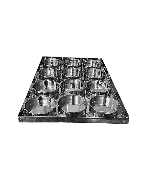 ASSADEIRA LISA INOX 70X58X3CM COM AROS DE HAMBURGUER FIXOS