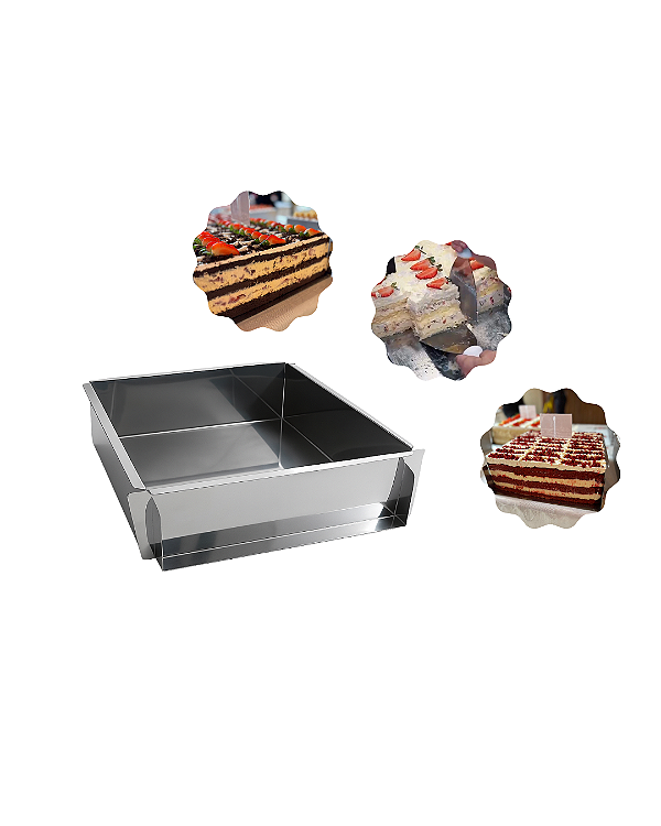FORMA LATERAL REMOVÍVEL TIRAMISU SLICE CAKE BOLO DE FATIA GRANDE INOX 30X22X10 CM